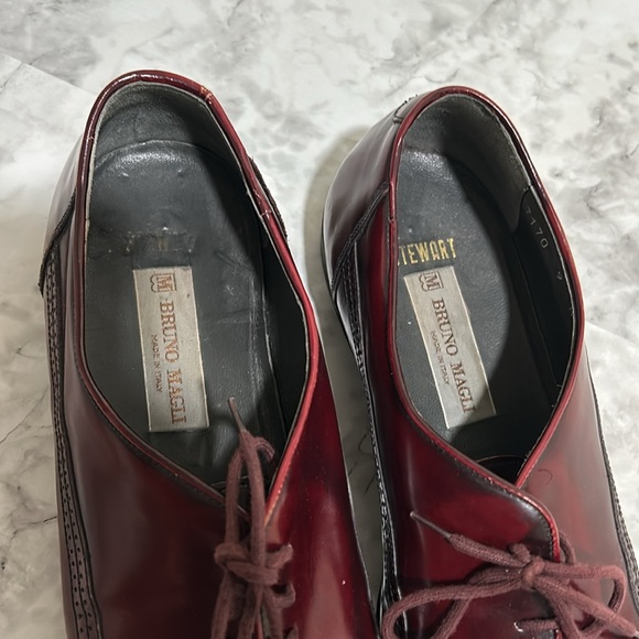 BRUNO MAGLI STEWARD MENS DRESS SHOES LEATHER MADE IN ITALY BURGUNDY Sz 9 - Picture 3 of 11